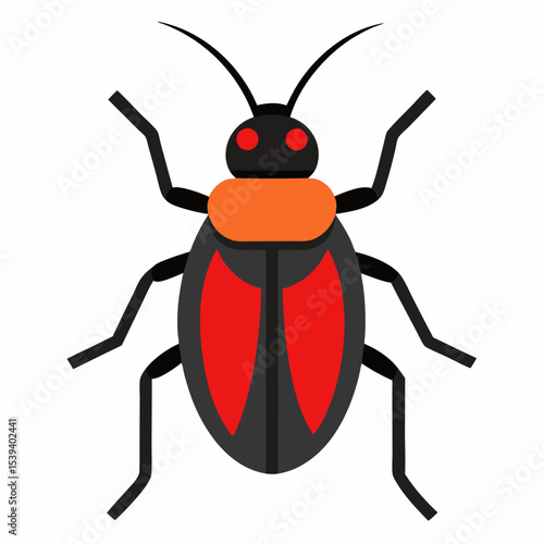 Flat design red and black beetle illustration