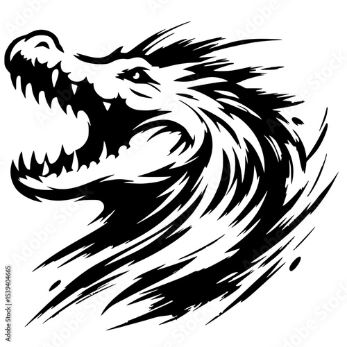 Angry crocodile silhouette