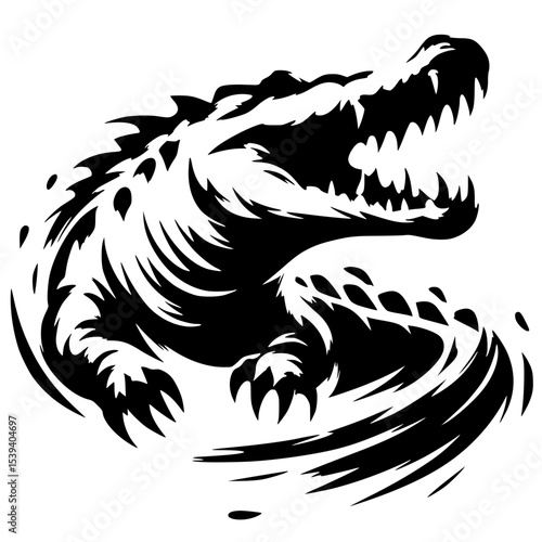 Angry crocodile silhouette