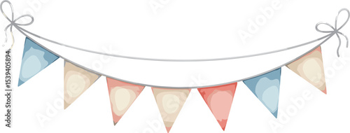 Watercolor Pennant in Autumn Colors for Harvest Festival Decorations and Invitations. Drawing of triangle Garland Banner for Halloween or Octoberfest celebration. Fall string for holiday party