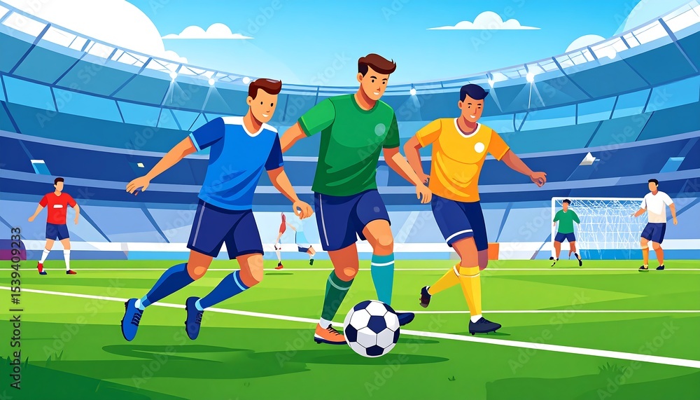 Fototapeta premium Soccer players stadium action.