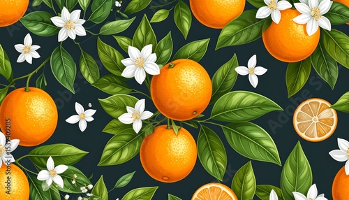 Orange Blossom Seamless Pattern.
