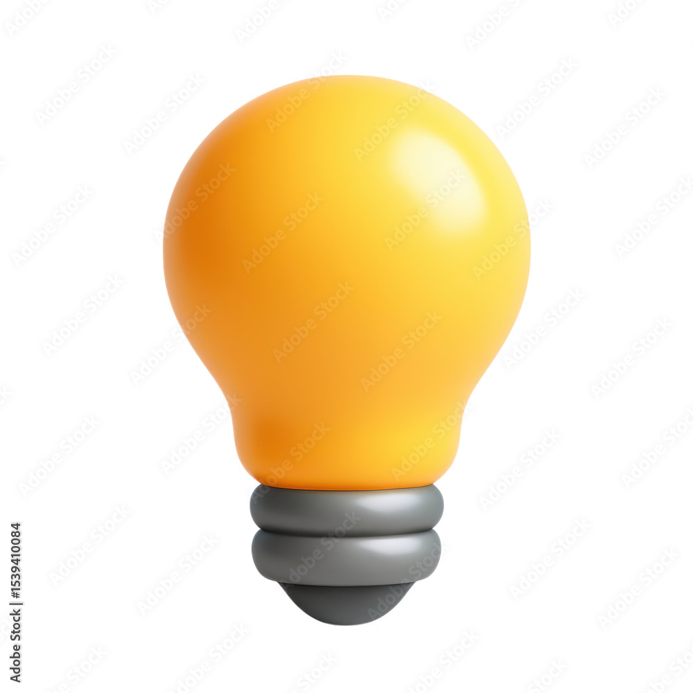 3D of Yellow light bulb against a white background 3D of Yellow light bulb against a white background