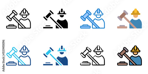 Employment law icon set multiple style collection 
