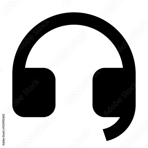 Illustration of black headphones with rounded edges and a simple design on a white background