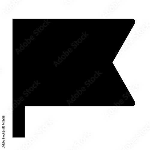 Illustration of a solid black flag with a notched end attached to a short vertical pole base