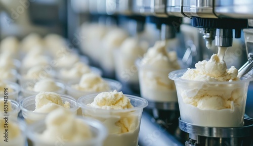 Ice cream filling machines in a factory