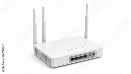 Simple and functional internet wifi router featuring antennas in a clear 3d render illustration for technology use