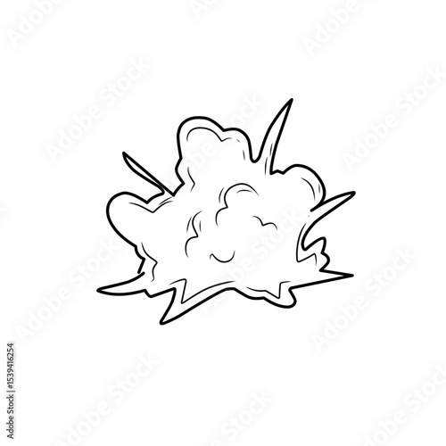 hand drawn comic explosion smoke cloud icon