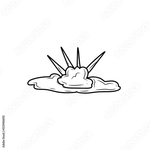 hand drawn comic explosion smoke cloud icon