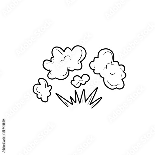 hand drawn comic explosion smoke cloud icon