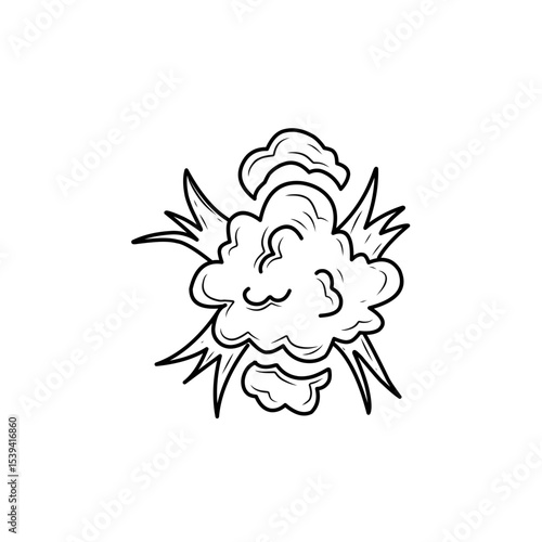hand drawn comic explosion smoke cloud icon