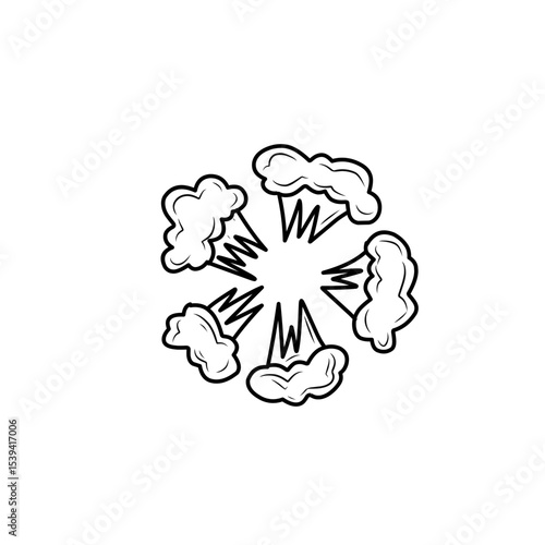 hand drawn comic explosion smoke cloud icon