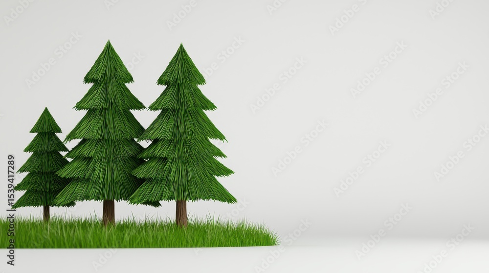 Obraz premium Pixelated Evergreen Trees on White Background