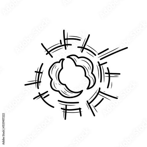 hand drawn comic explosion smoke cloud icon