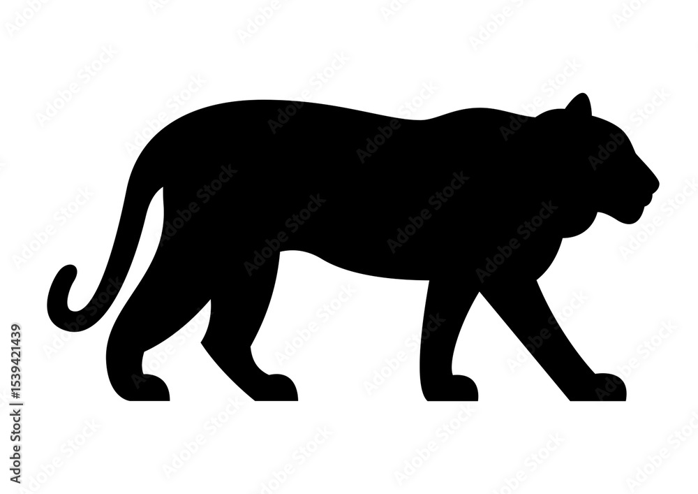 Obraz premium Black Tiger Icon for Jungle Wildlife Predator Design, black panther silhouette