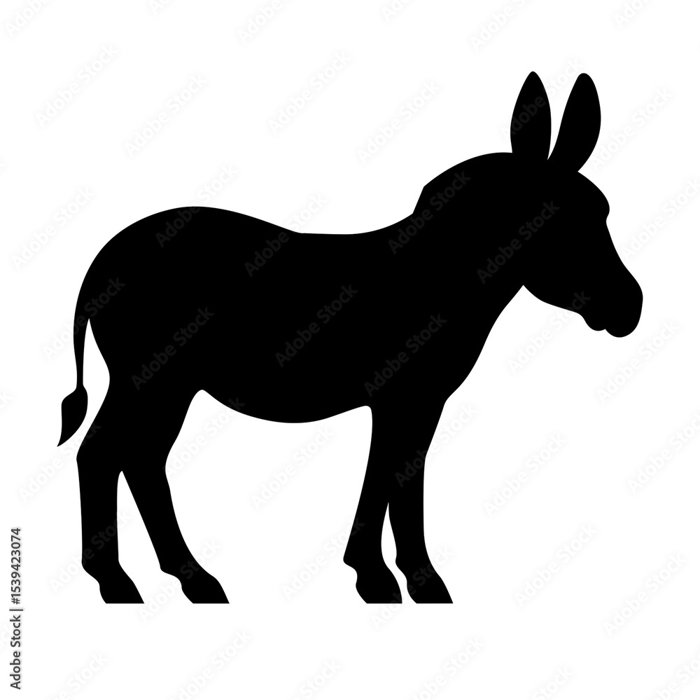 Fototapeta premium Black Donkey Icon for Rural Farm Animal Design