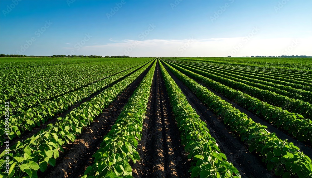 Lush Soybean Field with Sunny Day. Lush Soybean Field with Sunny Day.