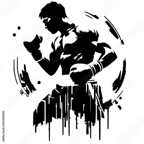 Abstract boxer portrait silhouette