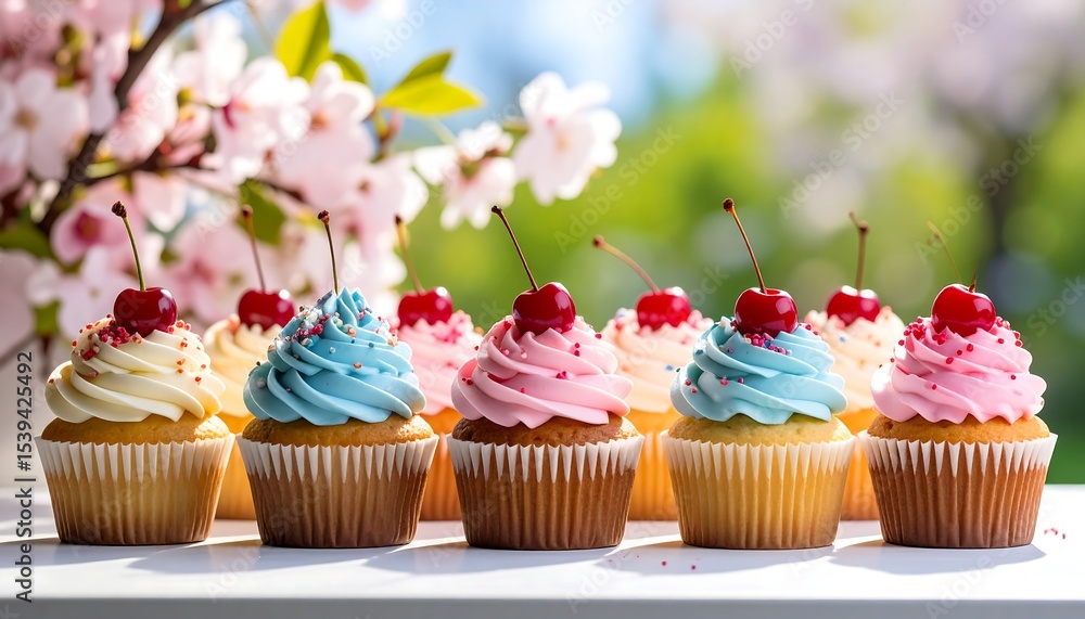 Spring Cherry Cupcakes Outdoors. Spring Cherry Cupcakes Outdoors.