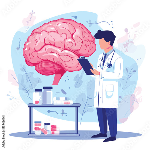 Scientist study human brain and psychology