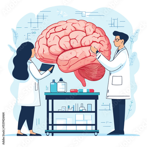 Scientist study human brain and psychology