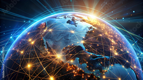 Global Network Connections Around North America
