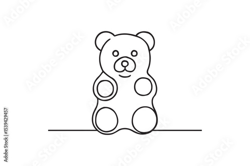 Gummy Bear continuous one line drawing minimalism design