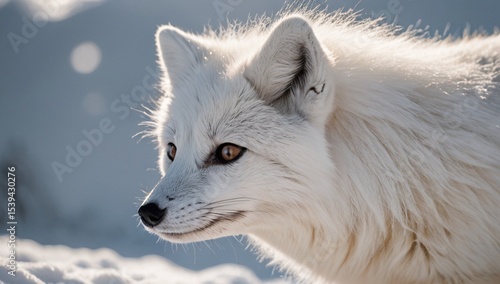 Beautiful arctic fox white winter snow landscape