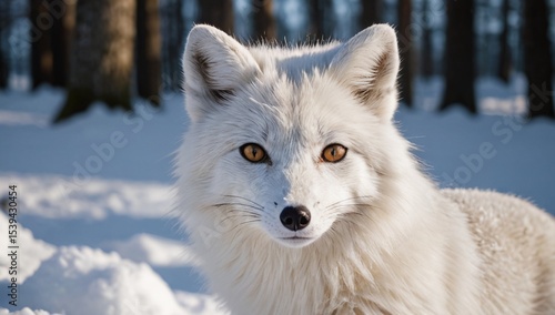 Beautiful arctic fox white winter snow landscape