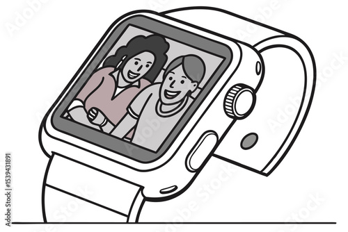 Smartwatch photo collage design customizable vector illustration