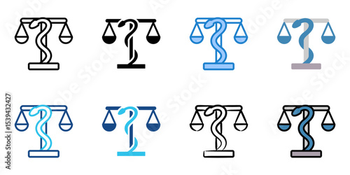  Health law icon set multiple style collection 
