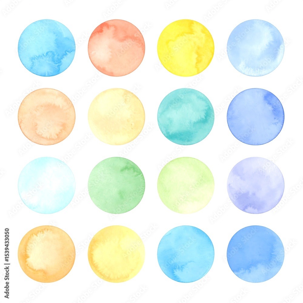 Pastel Watercolor Circles Set. Pastel Watercolor Circles Set.