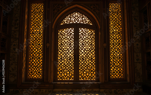 Traditional Islamic Window with Ornate Geometric Pattern