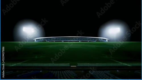 Sports background with a stadium at night with glowing spotlights