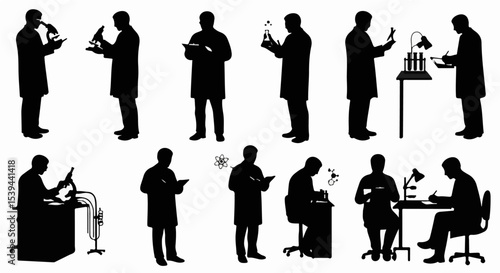 Diverse Scientists Silhouettes Engaged in Laboratory Research and Experiments