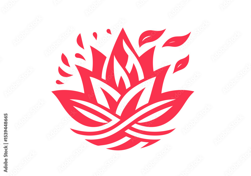 Fototapeta premium Lotus Flower Hand Drawn Flat Illustration Vector Isolated by AZ for Books, Arts, Design and Decoration Graphic Asset