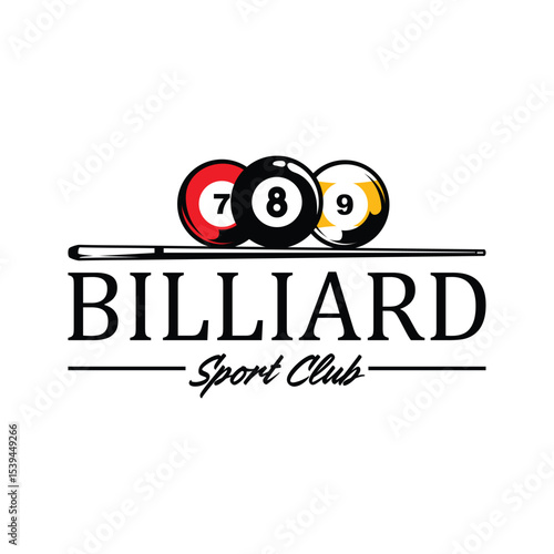 Billiards or Poolroom logo, stick vector, Billiards club logo template design