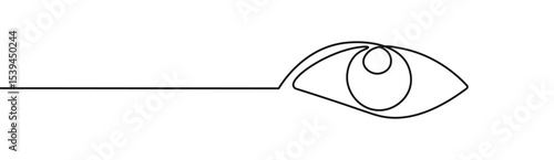 Doodle eye one line drawing border banner illustration vector