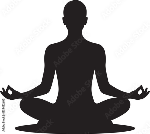 Silhouette of Person Meditating with Chakras Vector Illustration Highlighting Energy Flow and Spiritual Focus