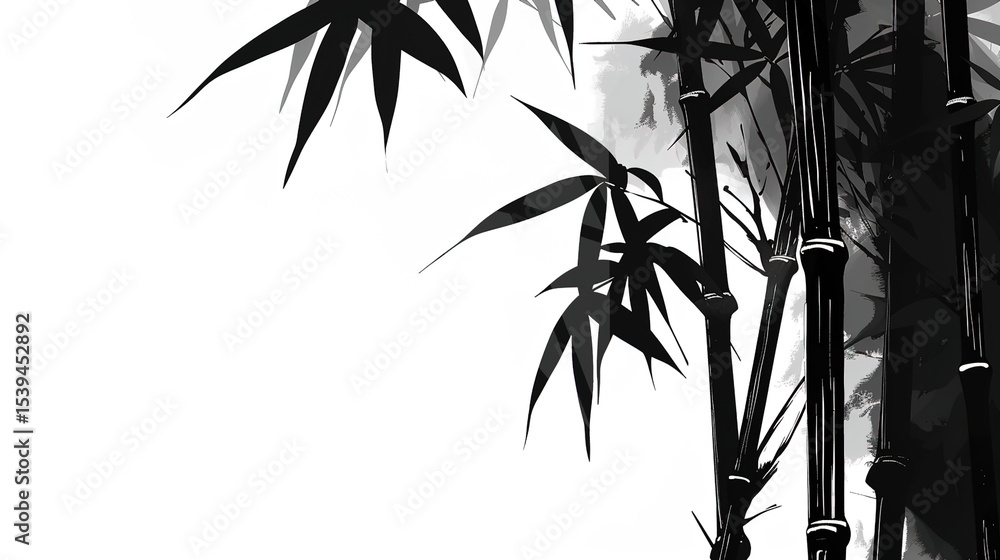 Obraz premium Ink Bamboo Background – a serene and elegant visual. The traditional ink brush strokes create a peaceful and artistic natural scene.