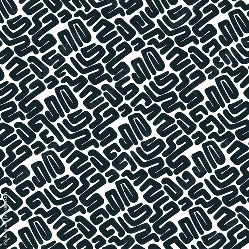The dense texture consists of plump or thick, curling stripes.