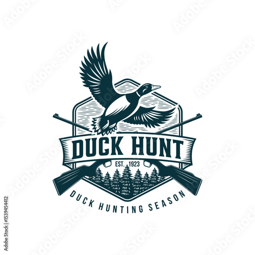 Duck Hunting Logo Design Ideas, Vector illustration