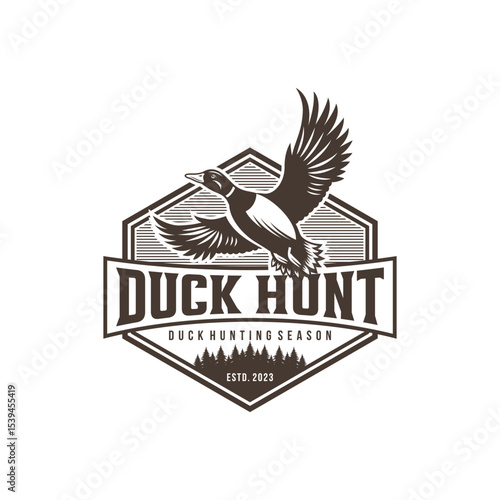 Duck Hunting Logo Design Ideas, Vector illustration