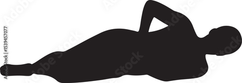 Silhouette of Person Lying Down Vector Rest, Sleep, Fatigue or Exhaustion Concept Illustration
