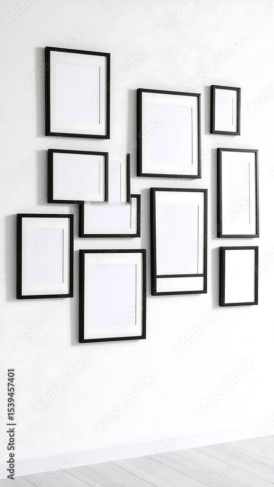 Blank Frames Wall Gallery Mockup. Blank Frames Wall Gallery Mockup.