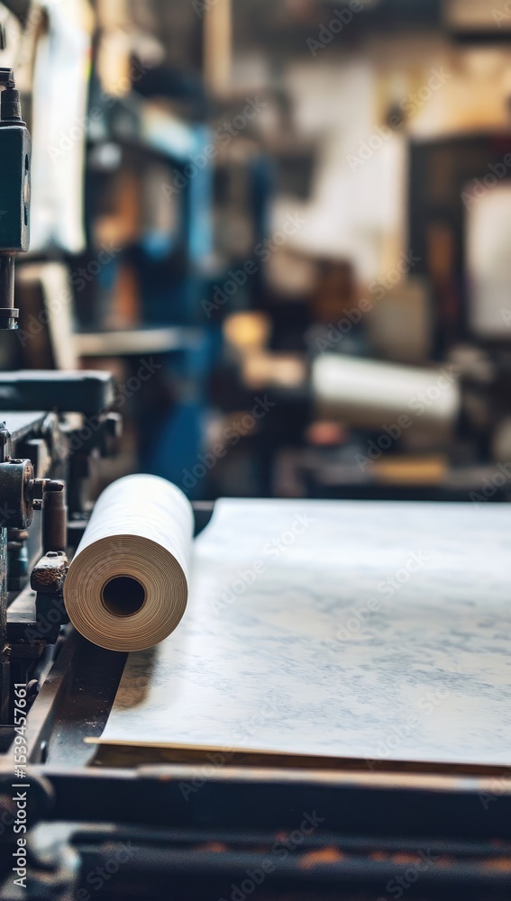 Fototapeta premium Vintage printing press with paper roll