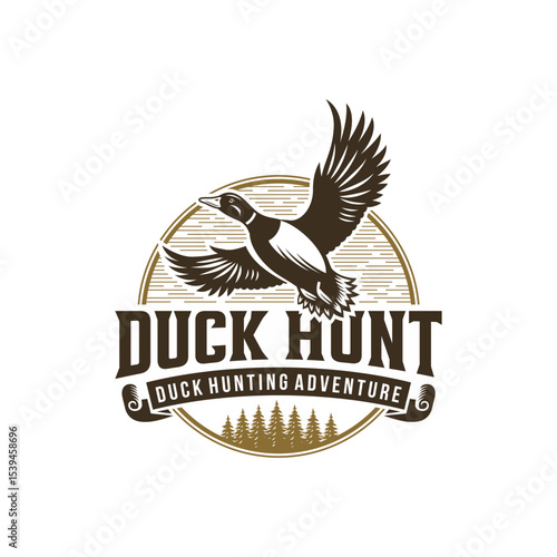 Duck Hunter Logo Flying Duck Logo