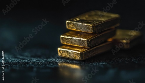 Three gold bars stacked, dark background
