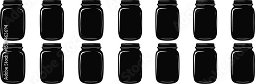 Collection of Mason Jar and Canning Jar Silhouettes, Ideal for Food Preservation, DIY, and Rustic Home Decor Designs